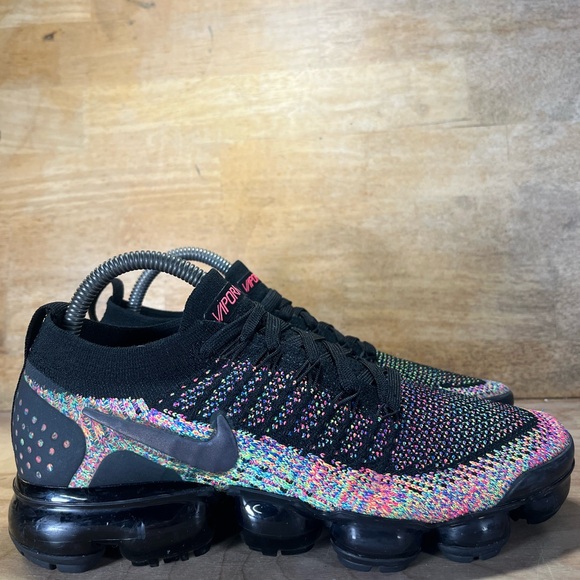 Nike Air VaporMax Flyknit 2 Womens Sz 8 Running Shoes Sneakers Black Multicolor - Picture 1 of 12